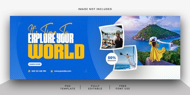 Verken uw wereldreis Social Media Facebook Cover Banner Template