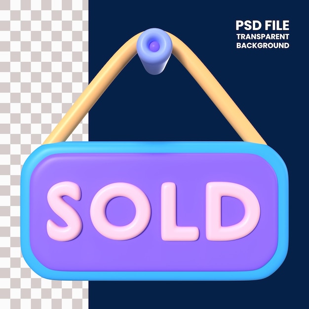 PSD verkocht 3d illustratie icoon