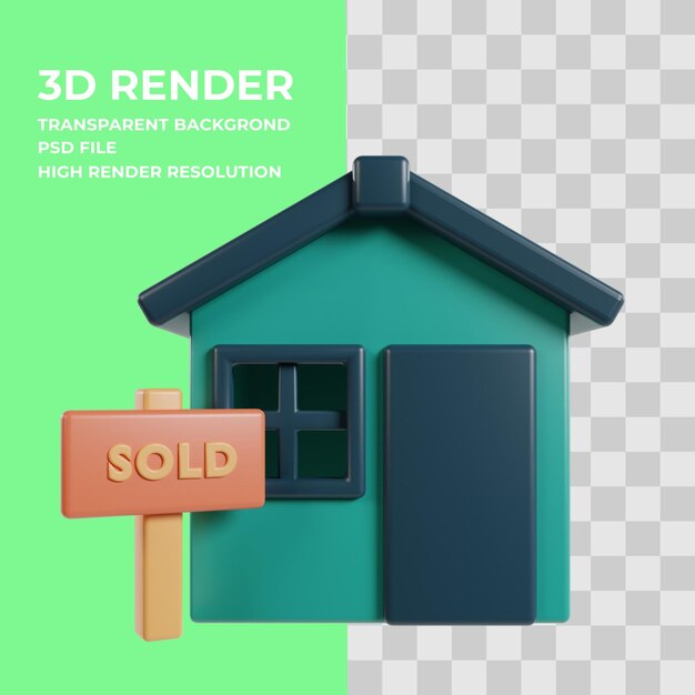 Verkocht teken 3d illustratie