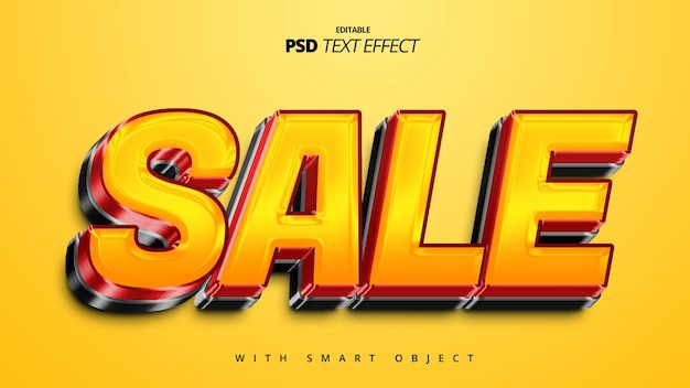 verkoop geel kleurrijk 3d teksteffect bewerkbaar sjabloonontwerp