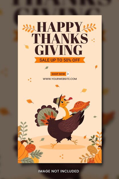 PSD verkoop thanksgiving instagram story sjabloon.