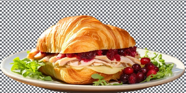 PSD verleidelijke croissant sandwich geïsoleerd op een doorzichtige achtergrond