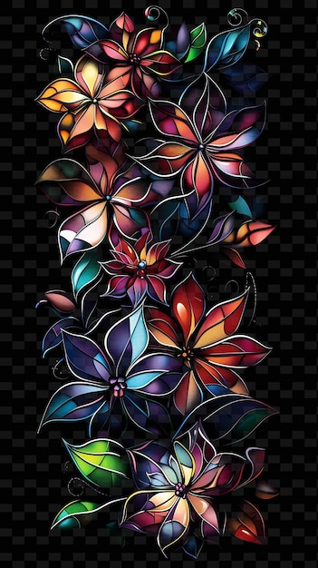 PSD verlicht gebrandschilderd glas bloemen gelaagd gebrandschilderd glas coll y2k textuur vorm achtergrond decoratie kunst