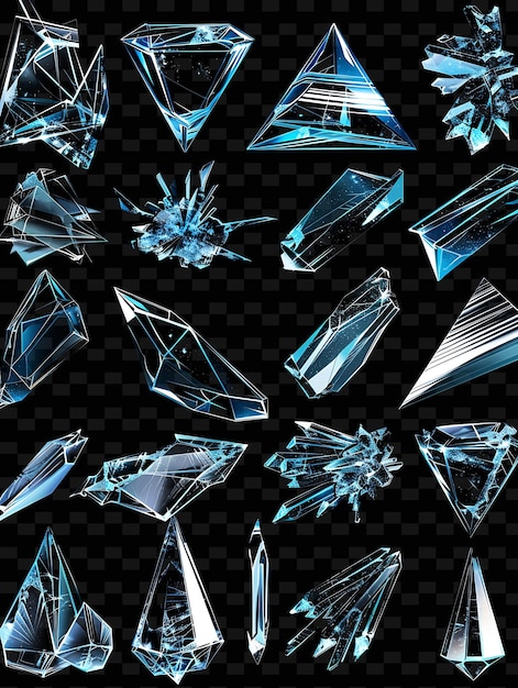 Verlichte glazen scherven gerangschikt in een raster gebroken glas y2k textuur vorm achtergrond decor kunst