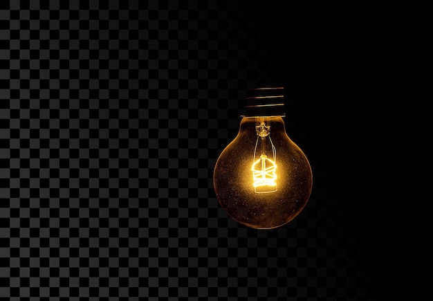 Verlichte gloeilamp op doorzichtige achtergrond