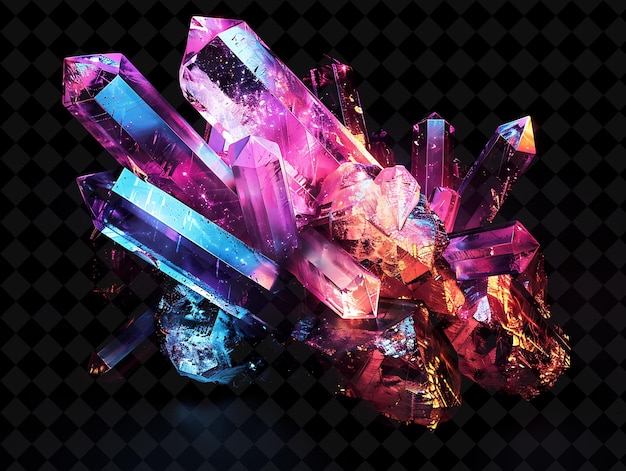 PSD verlichte rock candy kristallen gerangschikt in een onregelmatige col neon color food drink y2k collection