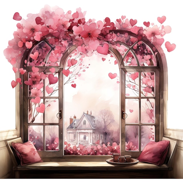 PSD verliefdheid vastleggen door het valentijnsvenster een warme en romantische sfeer creëren