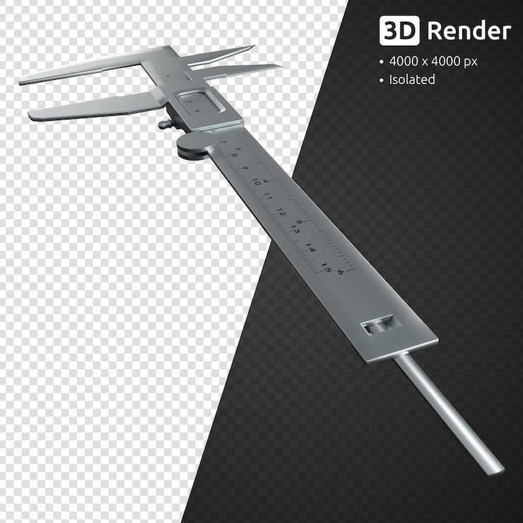 PSD vernier caliper 在白色背景上孤立