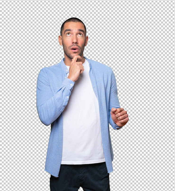 PSD verraste jonge man die een gebaar van twijfel maakt