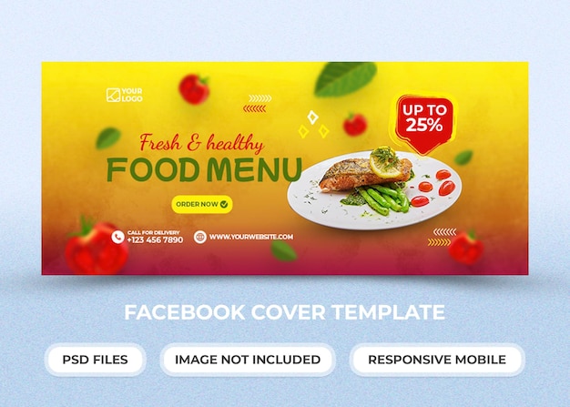 Vers en gezond eten facebook voorbladsjabloon premium psd