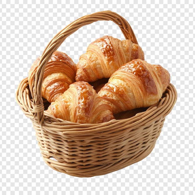 Vers gebakken croissants in een wicker mand