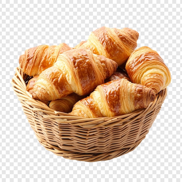 Vers gebakken croissants in een wicker mand