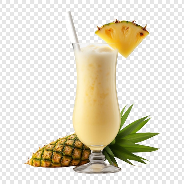 PSD vers gemaakte ananas pina colada drank glas geïsoleerd op transparante achtergrond