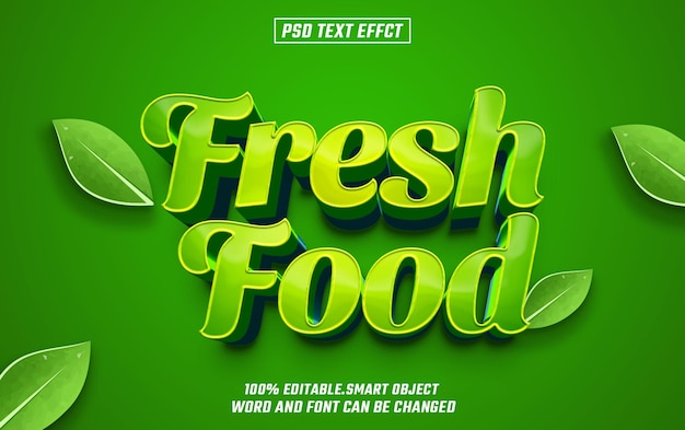 vers voedsel bewerkbare tekst lettertype effect 3d tekst voor titel