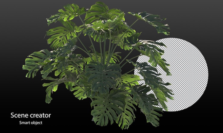 PSD verscheidenheid aan kleine planten en bomen geïsoleerde kleine planten uitknippad