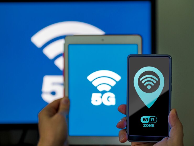 PSD verscheidenheid aan mobiele apparaten met wifi 5g-verbinding