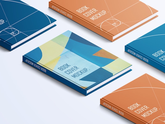 Verscheidenheid aan realistische high-angle boek hardcovers mockup