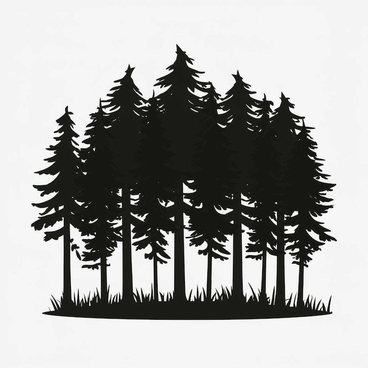 PSD verschillende bladverliezende bomen silhouetten op de witte achtergrond