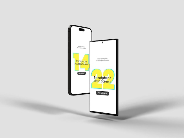 verschillende meerdere drijvende smartphones mockup geïsoleerd