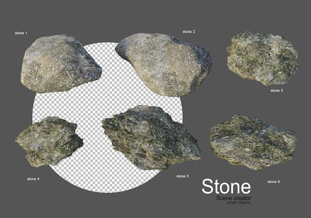Verschillende soorten stenen in verschillende vormen