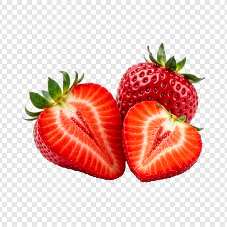 PSD verse aardbeien geïsoleerd op een doorzichtige achtergrond