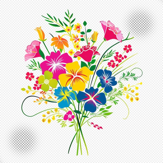 PSD verse bloemen boeket kleurrijke illustratie doorzichtige achtergrond