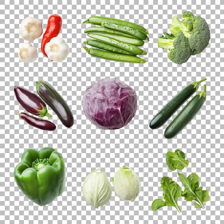 PSD verse boodschappen en groenten geïsoleerd tegen een witte achtergrond