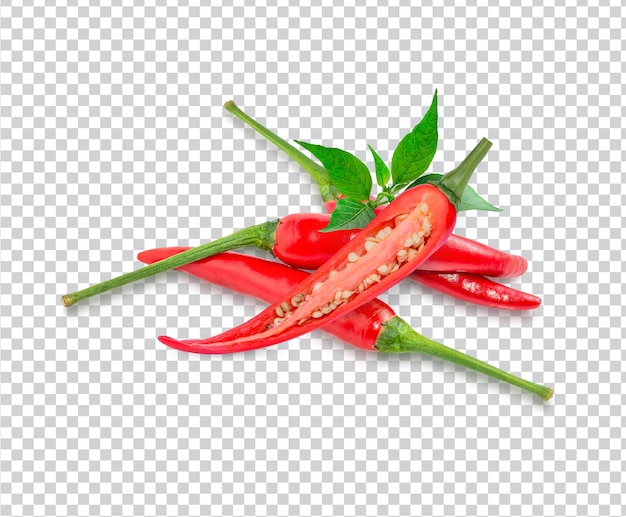 Verse chili met bladeren geïsoleerd Premium PSD