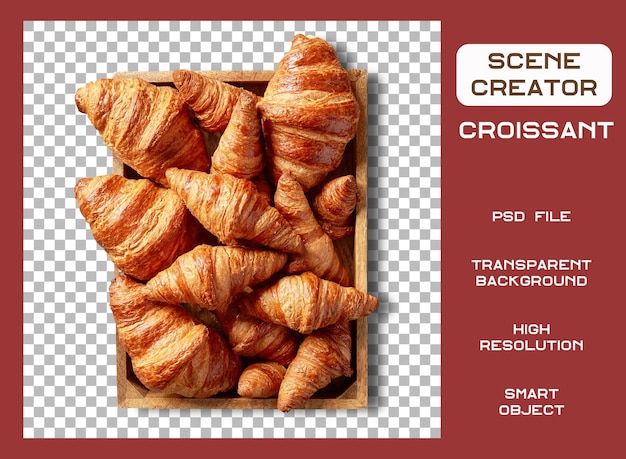 PSD verse croissants geïsoleerd met transparante achtergrond