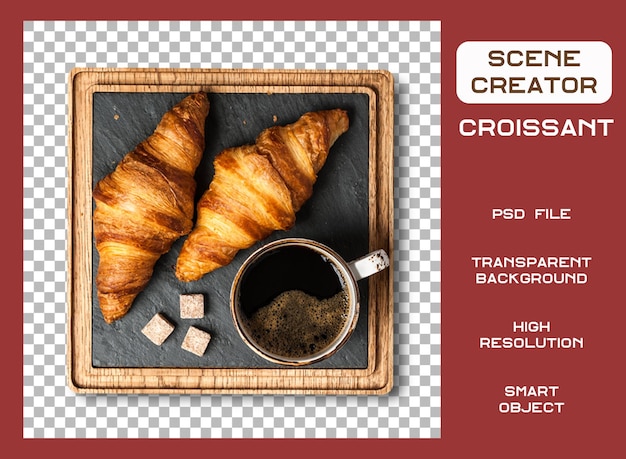 PSD verse croissants geïsoleerd met transparante achtergrond