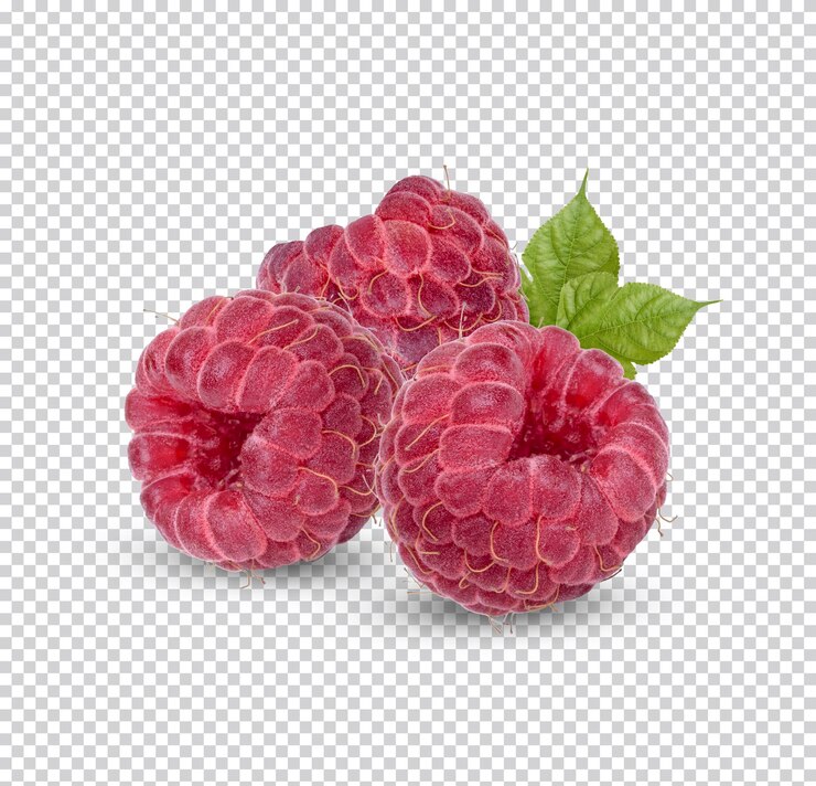 Verse framboos met geïsoleerde bladeren Premium PSD