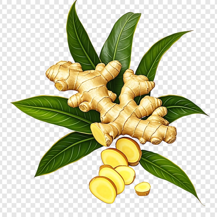 PSD verse gemberplant geïsoleerd op doorzichtige achtergrond