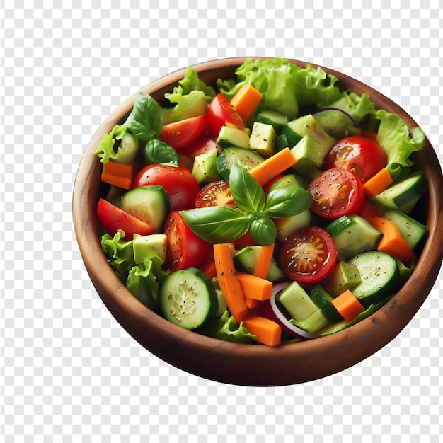 Verse gemengde groenten salade in een kom uitzicht geïsoleerd op transparante achtergrond