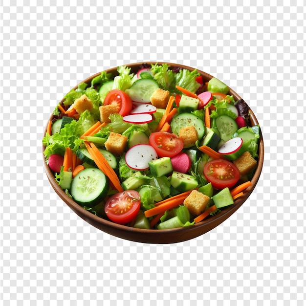 Verse gemengde groenten salade in een kom uitzicht geïsoleerd op transparante achtergrond