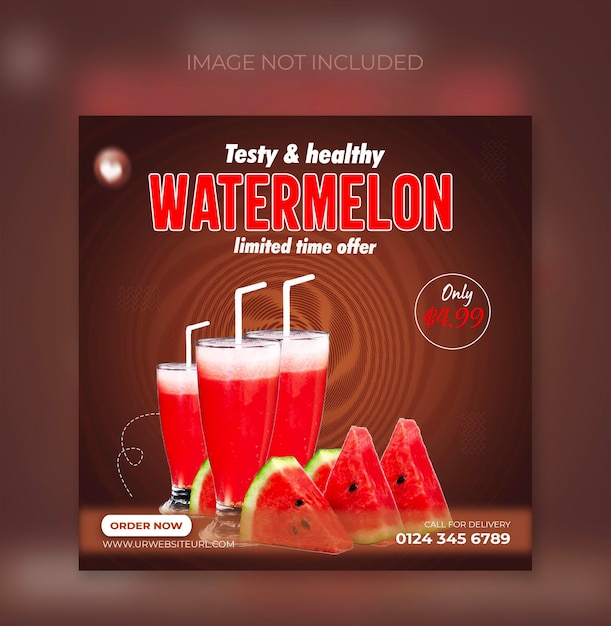 Verse gezonde watermeloen fruit instagram banner posts sjabloon