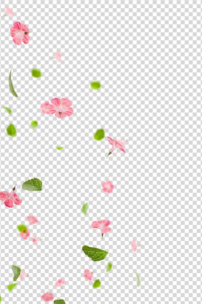 PSD verse groene bladeren met roze bloemen op de achtergrond