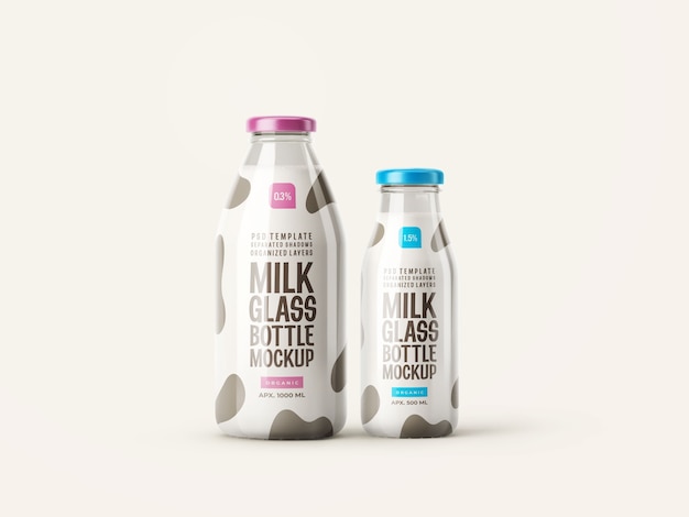 Verse melk glazen fles mockup