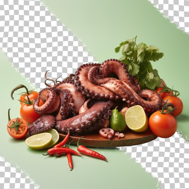 PSD verse, ongekookte octopus op een doorzichtige achtergrond