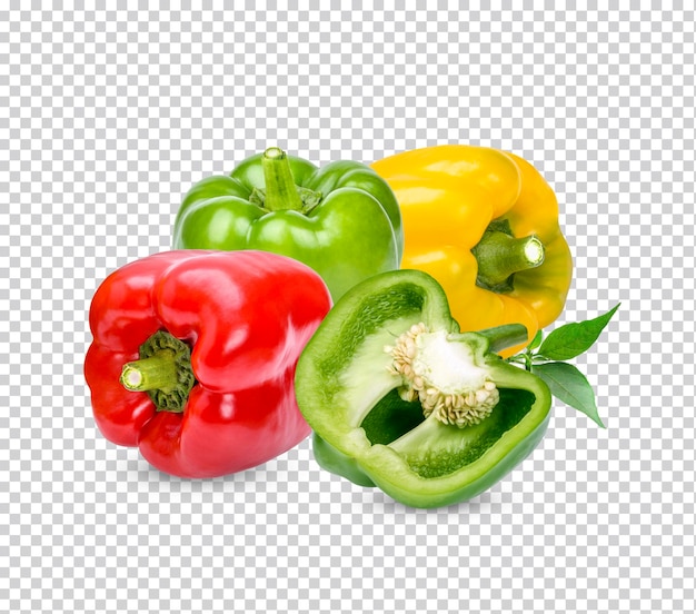 Verse paprika met bladeren geïsoleerd Premium PSD