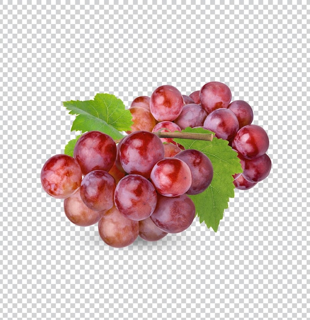 Verse rode druif met bladeren geïsoleerd premium psd