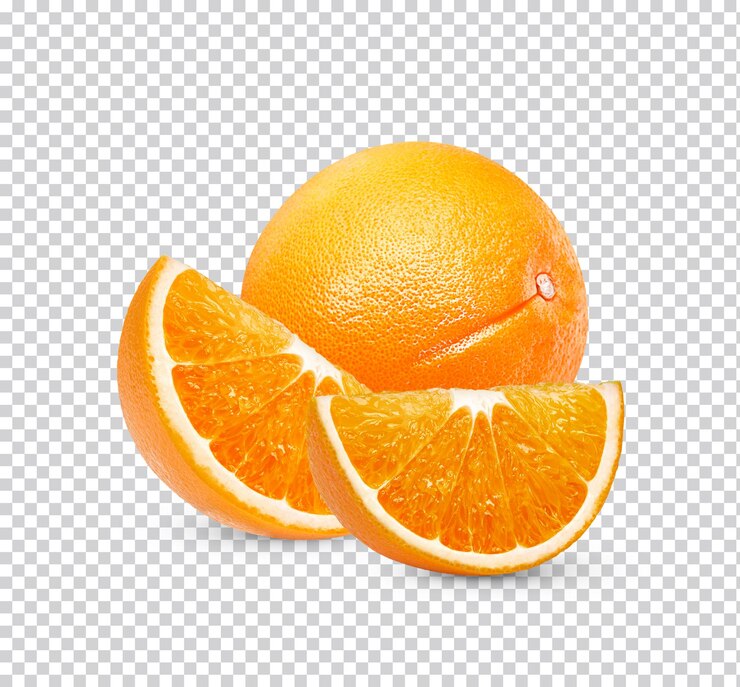 Verse sinaasappel gesneden geïsoleerd Premium PSD