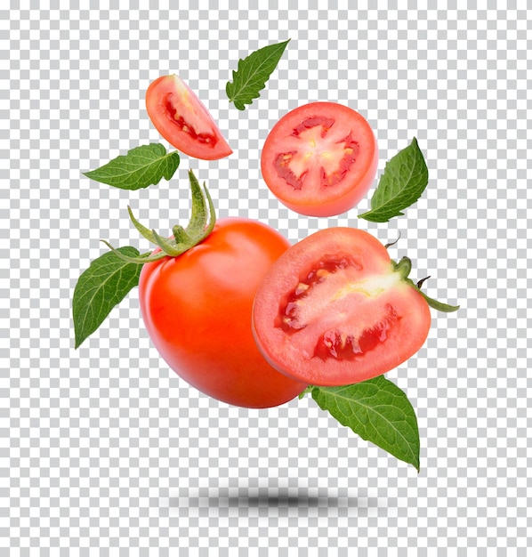 PSD verse tomaten met geïsoleerde bladeren