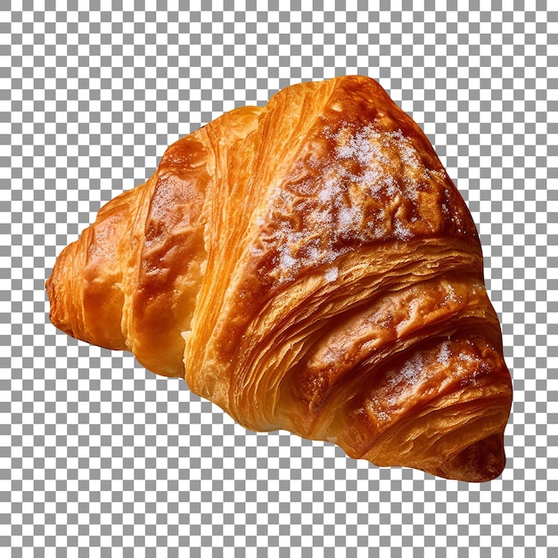 Versgebakken knapperige croissant geïsoleerd op transparante achtergrond