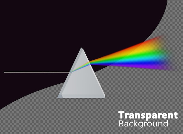 PSD verspreiding van licht in een glazen prisma op een doorzichtige achtergrond