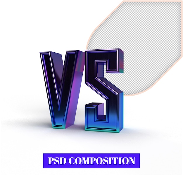 PSD versus concept - metall 3d vs letters isolated