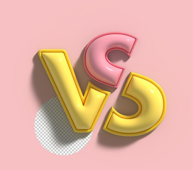 PSD versus sign letter 3d logo transparent psd