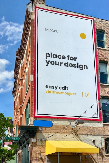 Verticaal teken op bouwmuur mockup