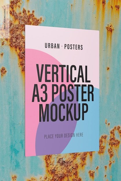 PSD mockup di poster verticale a3, vista a sinistra