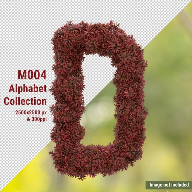 Vertical alphabet letter in red leaves style