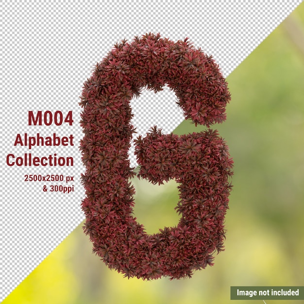 Vertical alphabet letter in red leaves style